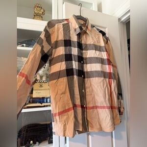 Burberry Beige and Black Plaid Shirt